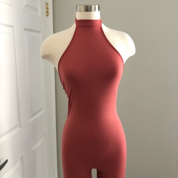 LAST 1 • Summer Mauve Pink Backless Halter Catsuit - Picture 2 of 3